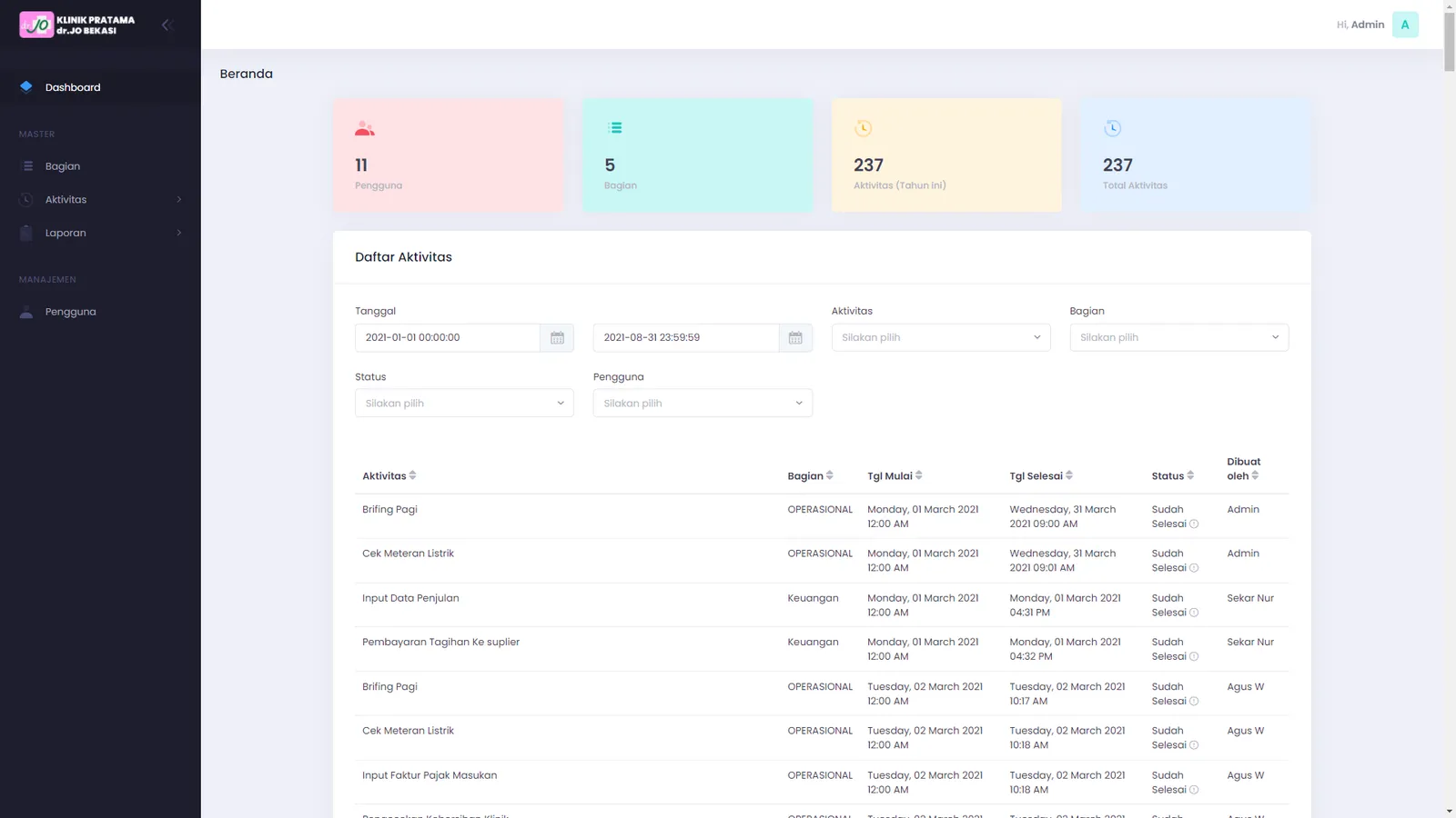 Activity Scheduler — screen 1 of 12