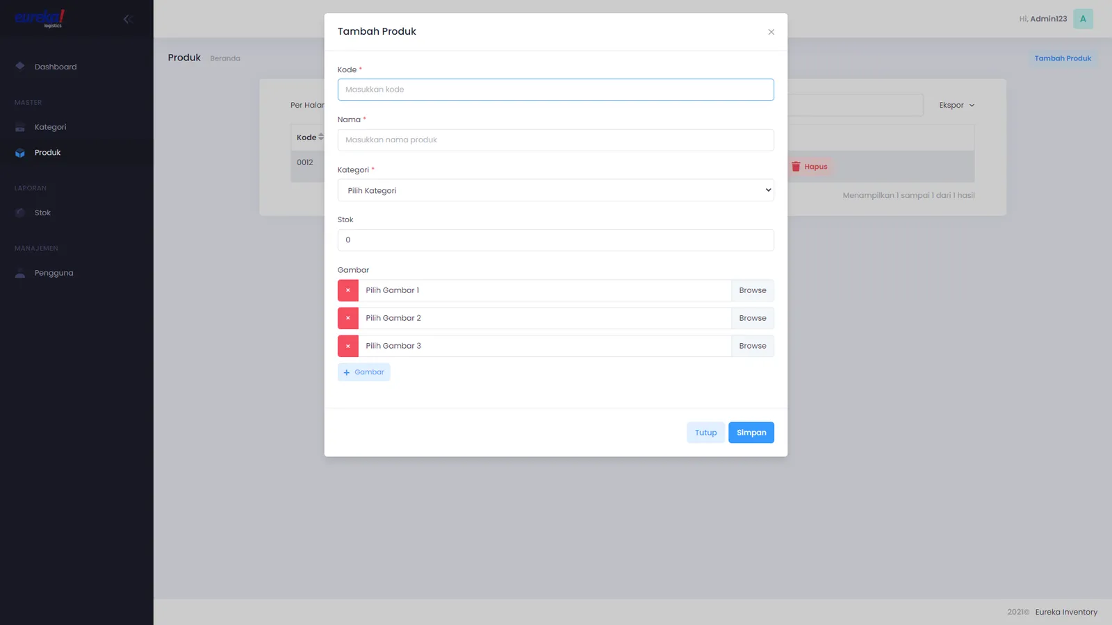 Eureka Inventory — screen 1 of 2