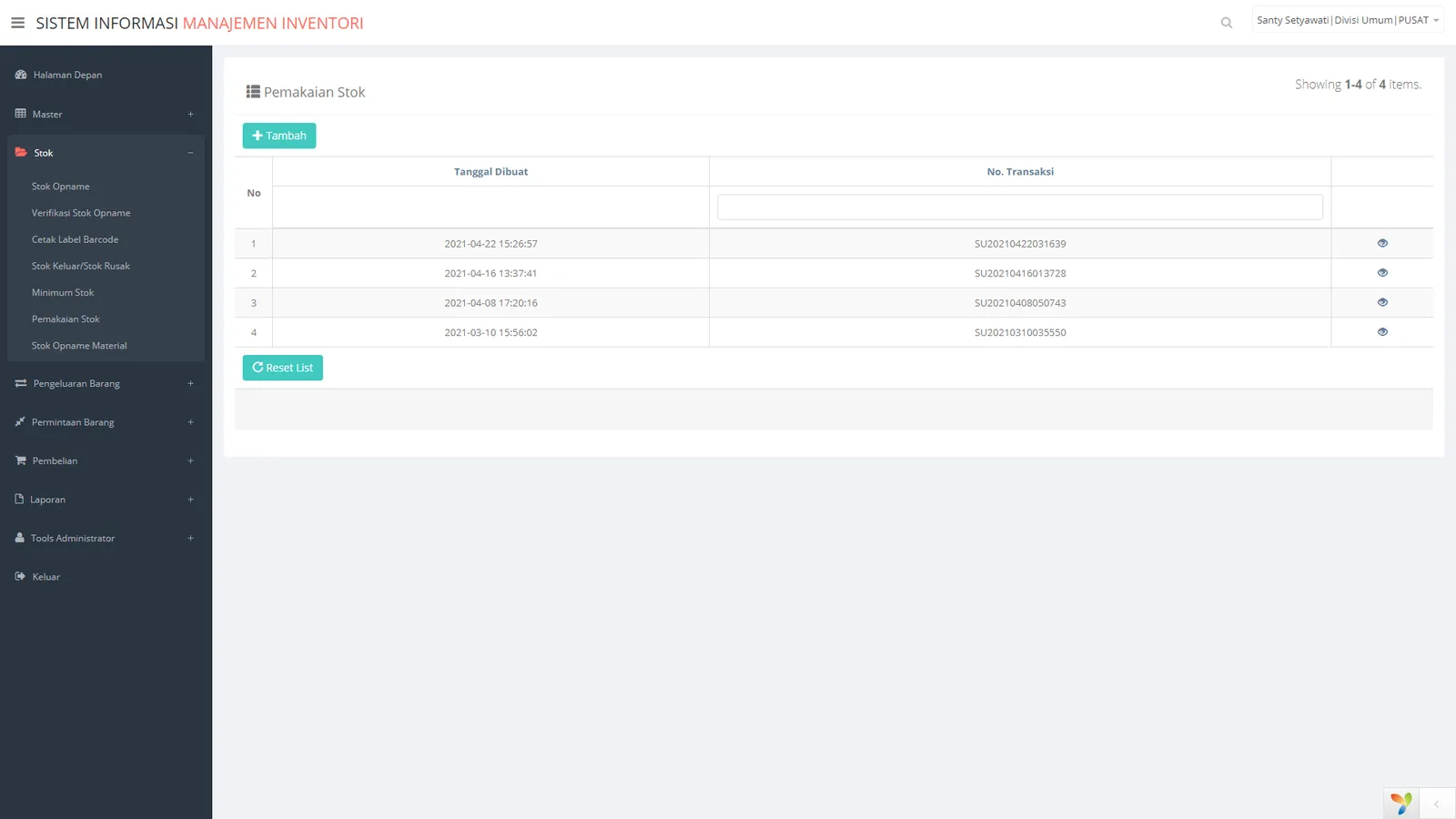 Enterprise Inventory — Jasa Raharja — screen 3 of 7
