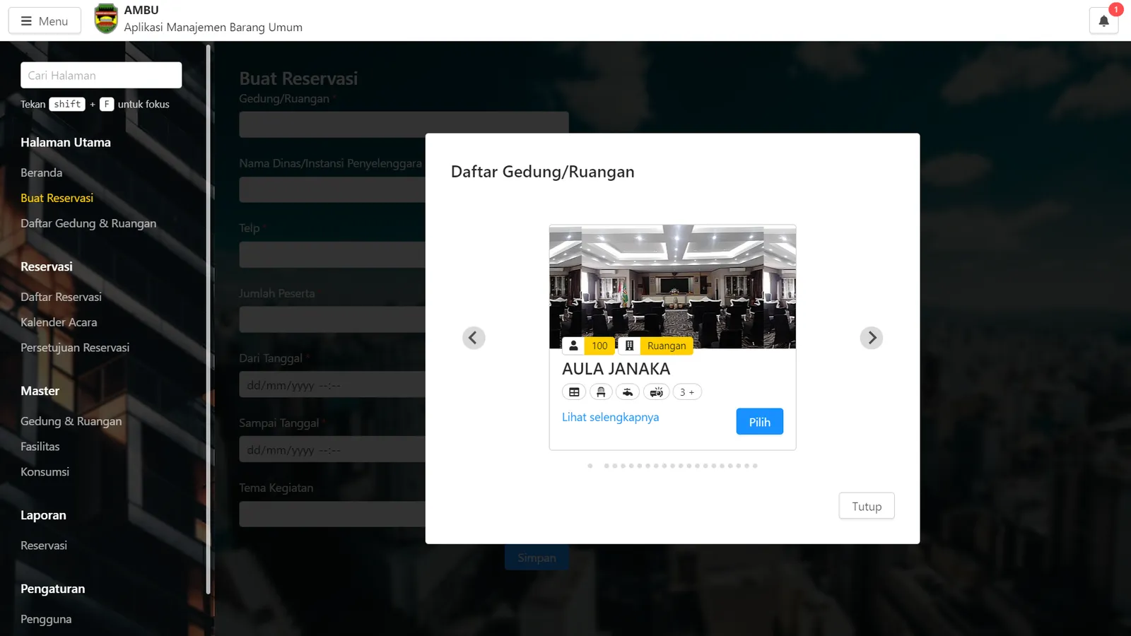 Public Facility Reservation — screen 3 of 16