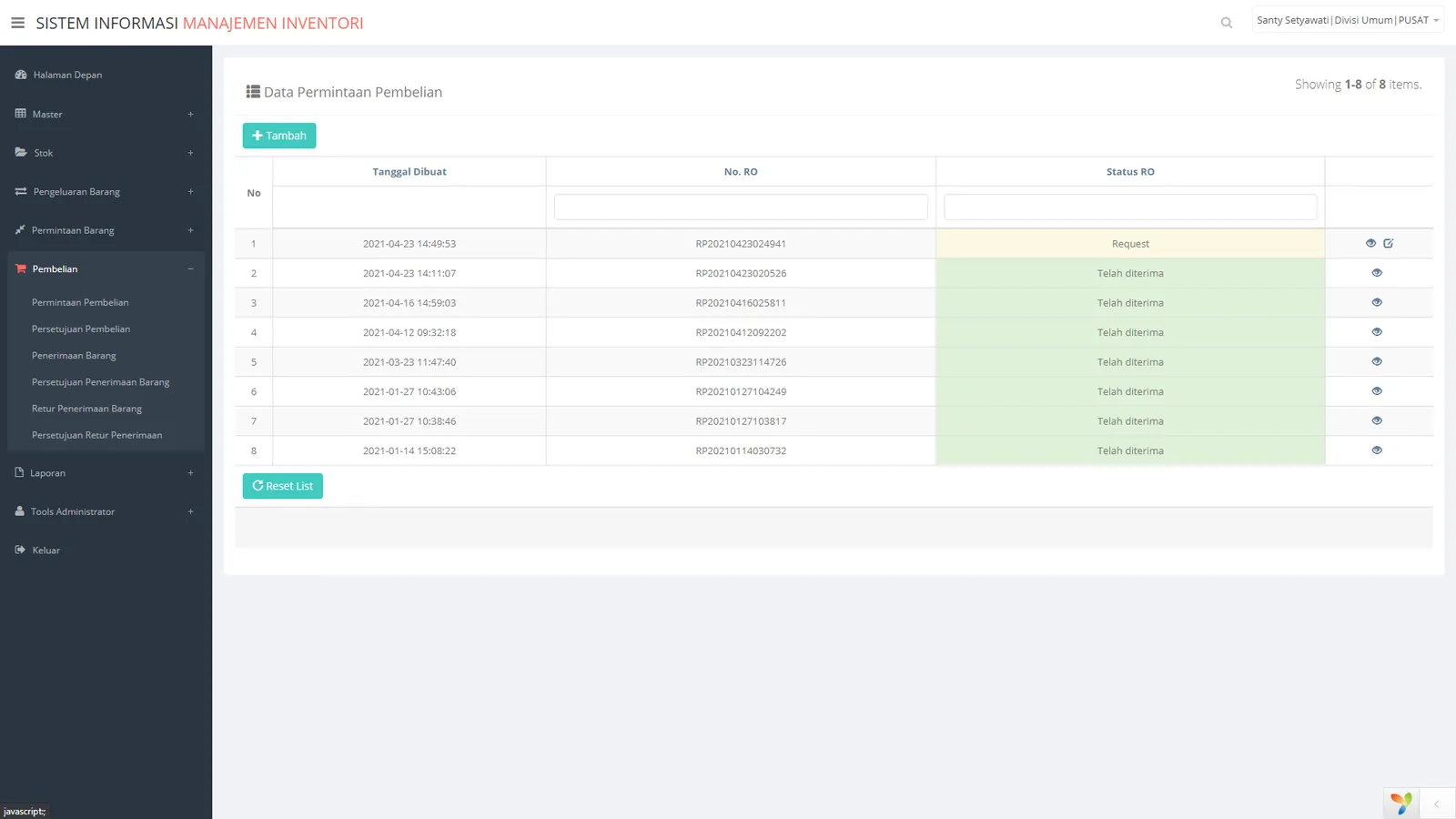 Enterprise Inventory — Jasa Raharja — screen 6 of 7