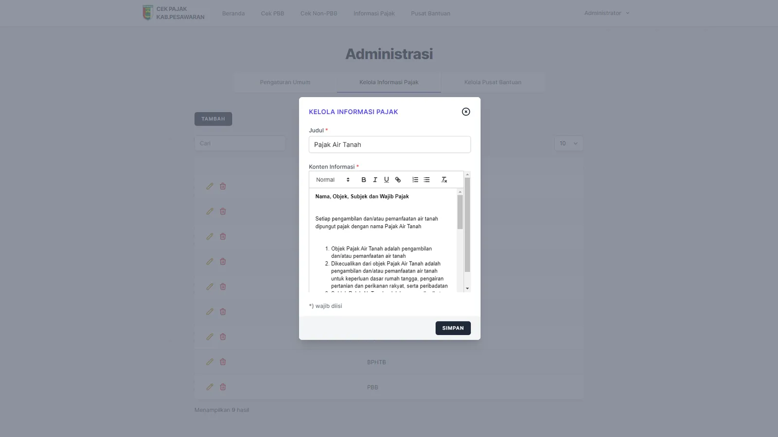 Pesawaran Tax Checker — screen 9 of 15